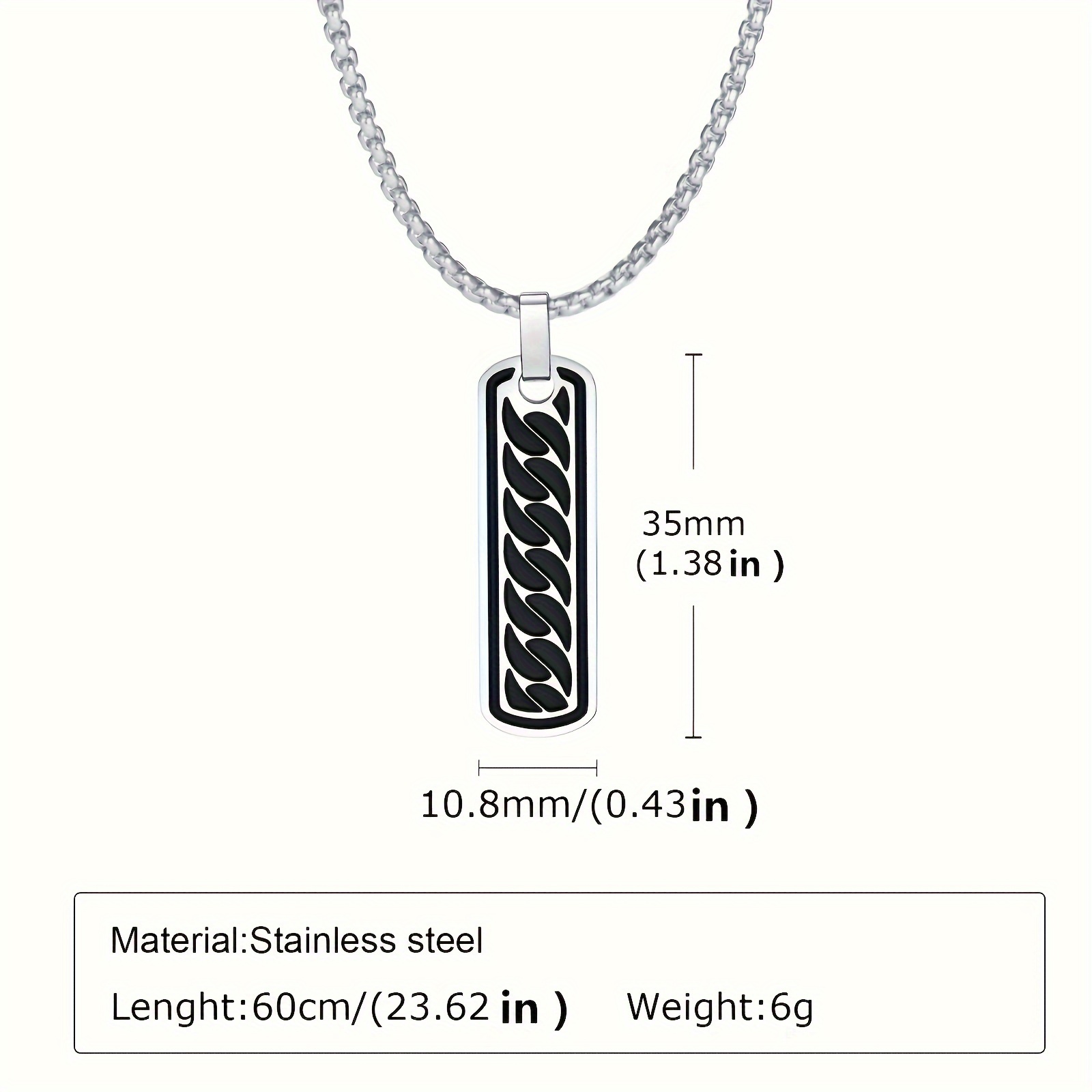 Personalized Men's Enamel Necklace with Charming, Customizable Engraving